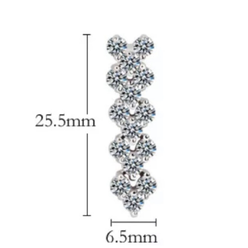 NEW STERLING SILVER DIAMOND LONG EARRINGS - Picture 4 of 4